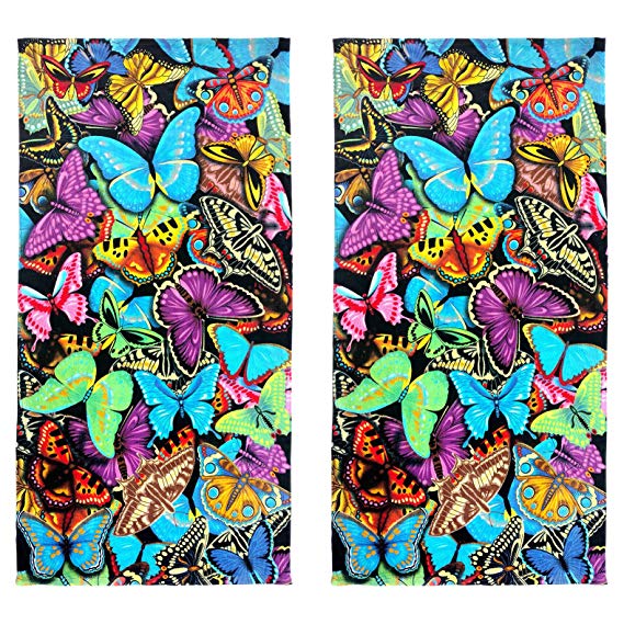 Kaufman Sales -Butterflies Beach Towel (105049) - 2 Pack Set
