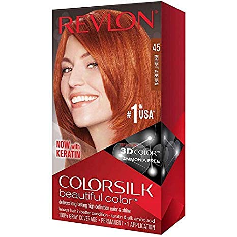 Revlon ColorSilk Beautiful Color [45], Bright Auburn, 1 ea (Pack of 3)