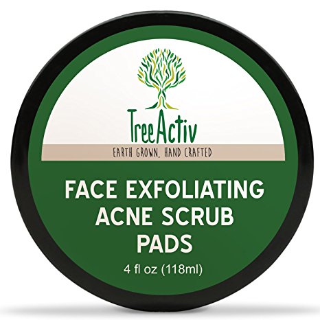 TreeActiv Face Exfoliating Acne Scrub Pads | Best Natural Blackhead Clearing Treatment | Safely Extracts and Removes Blackheads | Prevents Future Breakouts | Men Women Teens | 4 Ounce (12 Pads) …