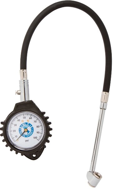 Tire Pressure Gauge 100Psi, Heavy Duty, Accurate, High Quality with Hose and Long chuck. Best for Car, Motorcycle, Bike, Truck, RV, SUV, ATV. By P.I. Auto Store