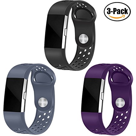 For Fitbit Charge 2 Bands(3 Pack), Maledan Replacement Accessory Wristbands for Fitbit Charge 2 HR, Large Small