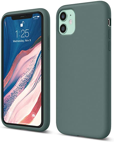 elago Liquid Silicone Gel Rubber Shockproof Case Compatible with Apple iPhone 11 (6.1") - Premium Silicone, Full Body Protection : 3 Layer Structure, Raised Lip for Screen & Camera (Midnight Green)