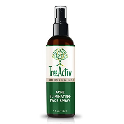 TreeActiv Acne Eliminating Face Spray | Facial Mist to Cleanse, Tone, Balance Skin | Lemongrass Water, Sandalwood Water, Witch Hazel, Salicylic Acid | Works as Aftershave | Made in USA | 4 fl oz