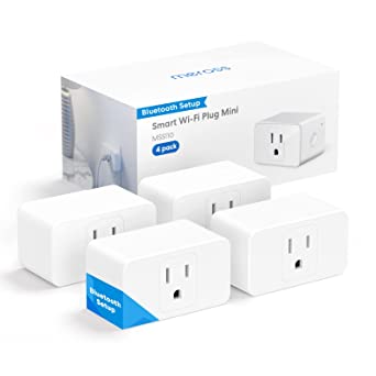 Meross Smart Plug 4 Pack, 15A & Wi-Fi Outlet, Bluetooth Setup, Support Alexa, Google Assistant, App Remote Control, Timer, No Hub Required, ETL & FCC Certified, 2.4G Wi-Fi Only