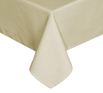 Tektrum Heavy Duty 70 X 70 inch Square Elegant Waffle Weave Check Jacquard Tablecloth Table Cover -Waterproof/Stain Resistant/Wrinkle Free - Great for Dinner, Banquet, Parties, Wedding (Beige)