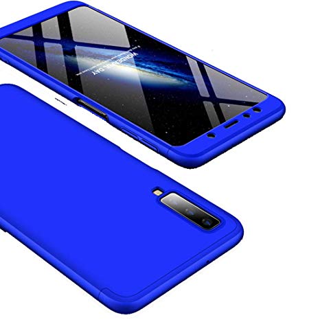 Galaxy A7 2018 Case, Ranyi [Full Body 3 Piece Cover] [Slim & Thin Fit Tightly] [360 Degree Protection] Premium Hybrid Bumper 3 in 1 Electroplated Hard Case for Samsung Galaxy A7 (2018), Blue