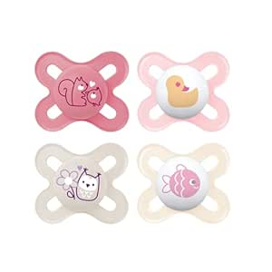 MAM Original Start Matte Newborn Baby Pacifier, Best Pacifier for Breastfed Babies, Girl, 0-3 Months (Pack of 4)