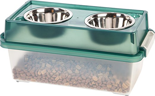 IRIS Airtight Elevated Storage Feeder with 2 Stainless Steel Bowls