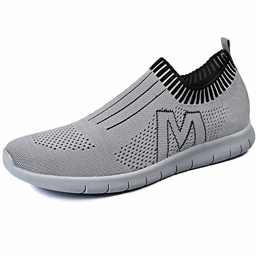 QANSI Men's Fashion Flyknit Slip On Sports Sneakers Flexible Athletic Running Casual Shoes