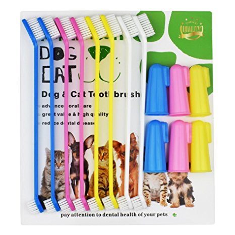 Dog Toothbrush Cat & Dog Finger Toothbrush Soft Bristle Pet Toothbrush Combo Pack For The Dental Care of Your Small to Large Dogs, Cats, & Most Pets