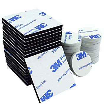 Double Sided Foam Pads, 50 Pcs Double Adhesive Foam Pads Strong Mounting Tape, Square and Round, White & Black