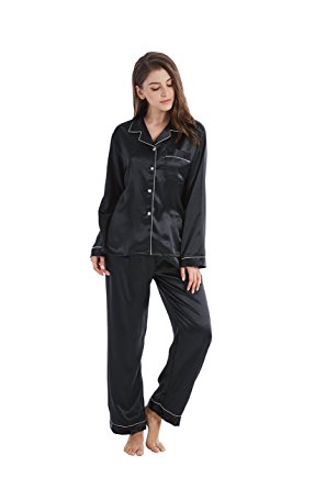 TONY AND CANDICE Women's Classic Satin Pajama Set Sleepwear Loungewear