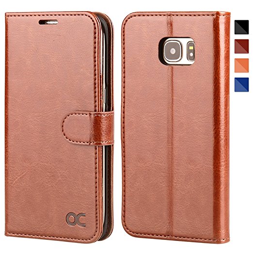 OCASE Samsung Galaxy S7 Edge Case, Premium Leather Flip Wallet Case with [Card Slots] [Kickstand Feature] [Magnetic Closure] For Samsung Galaxy S7 Edge Devices - Brown