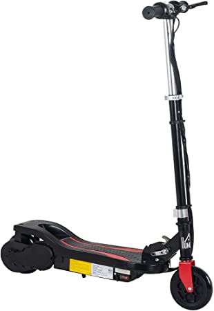 HOMCOM Patinete Eléctrico Altura Ajustable Scooter Eléctrico Plegable con Interruptor de Arranque Freno de Manillar Izquierdo Soporta hasta 50 kg 75x36x82-93 cm