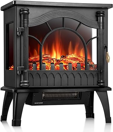 R.W.FLAME Electric Fireplace Stove Heater with Thermostat Control, 20" Cathedral Stylish Small Fireplace Heater, 3D Realistic Flame Effects, Adjustable Heating Mode, Overheating Safe Design