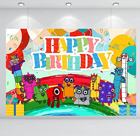 Numberblocks Birthday Backdrop Decoration-Happy Birthday Supplies Numberblocks Theme Birthday Background Banner for Boys Girls Birthday Baby Shower