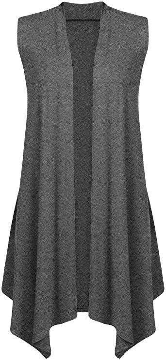 Beyove Women's Sleeveless Cardigan Draped Open Front Vest Asymmetric Hem S-XXL