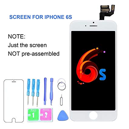(OEM Quality) iPhone 6S Screen Replacement White 4.7 Inch Compatible Parts Kit LCD Display 3D Touch Digitizer Frame Screen Assembly Free Repair Tools Kit Professional Instructions Protector Fit