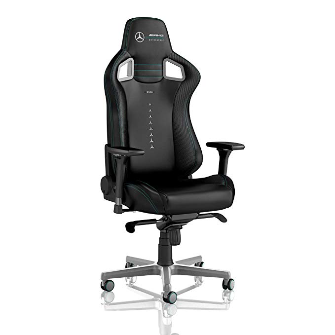 noblechairs EPIC Gaming Chair - Office Chair - Desk Chair - PU Faux Leather - 120kg - 135° Reclinable - Lumbar Support Cushion - Racing Seat Design - Mercedes-AMG Petronas Motorsport Edition