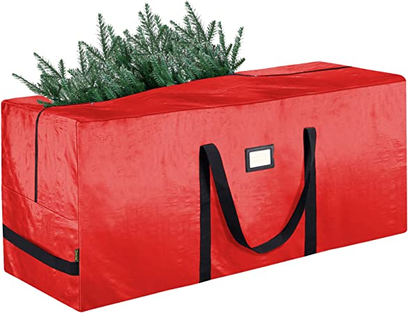 BALEINE 7.5 ft Christmas Tree Storage Bag, Heavy Duty Extra Large Artificial Christmas Tree Bag with Reinforced Handles and Dual Zippers Wide Opening (Red, 7.5 ft)