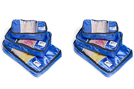 Fishers Finery Cube Travel Organizer Packing Set (Blue, 2 Sets)