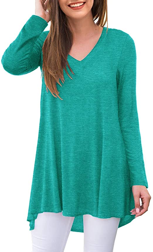 AWULIFFAN Women's Fall Long Sleeve V-Neck T-Shirt Sleepwear Tunic Tops Blouse Shirts