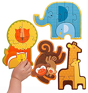 Petit Collage Beginner Jigsaw Floor Puzzle, Safari Babies
