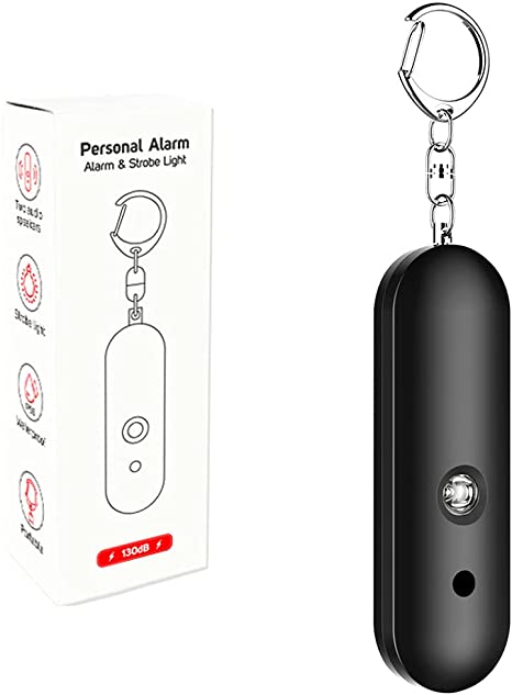Teeyee Personal Alarm,130dB Police Approved Security Personal Protection Devices, Security Sirens Keychain with Flashlight, Self-Defense Alarm for Women Girls Kids Elderly(1 Pack) (Black)