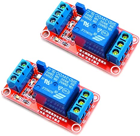 HiLetgo 2pcs DC 24V 1 Channel Relay Module with OPTO Isolation Support High or Low Level Triggle