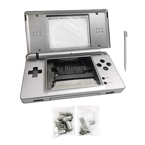 Rinbers® Replacement Full Housing Plastic Shell Cover Case Kit Repair Parts with Bottons Stylus Pen Screws for Nintendo DS Lite NDSL - Silver