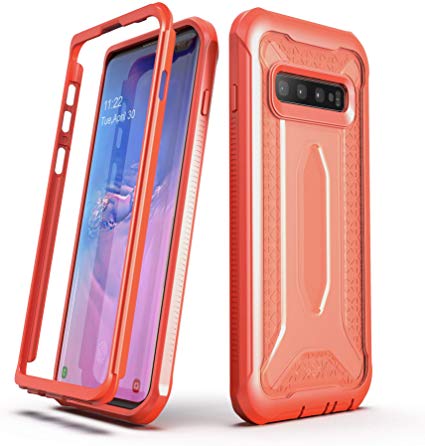 ULAK Knox Armor Designed for Galaxy S10 Plus Case, Slim Shockproof Full Body Rugged Protective Phone Cover for Samsung Galaxy S10  Plus 2019 Without Built-in Screen Protector, Flamingo Orange