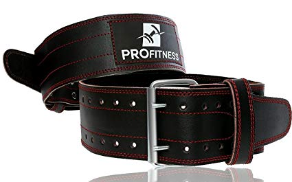 ProFitness Genuine Leather Workout Belt (4 Inches Wide) - Proper Weight Lifting Form - Lower Back Support for Squats, Deadlifts, Cross Training