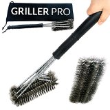 Barbecue Grill Brush PRO - 1 Rated By Grillers Around the World - Best For BBQ Clean - Stainless Steel 3 in 1 Brush and FREE Storage Bag