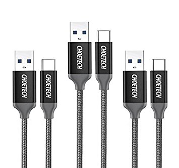 USB Type C Cable to USB 3.0 (3-Pack), CHOETECH (C to A) Braided USB C Cable for Galaxy Note 8, S8 S8 Plus, Nokia 8, LG G5 G6, HTC 10, Nintendo Switch and More