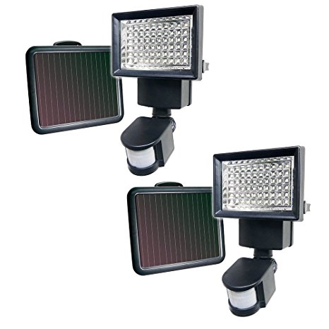 iGlow 2 Pack Black 60 Bright White SMD LEDs Outdoor Garden Solar Powered Motion Sensor Security Flood Light Spot 80 100