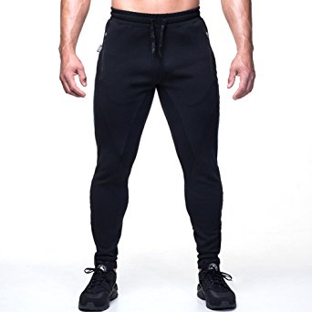 EU Men's Joggers Pants Gym Workout Pant Fitness Running Trousers Zipper Pockets