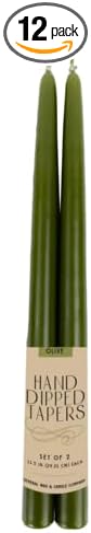 General Wax and Candle Co. Twin Tapers, Olive Green, 12 inches, Set of 2
