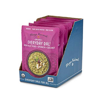 Maya Kaimal Organic Ready to Eat Indian Dal, Green Split Peas, Spinach & Coconut, 10 oz, 6Count