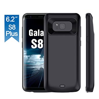 Galaxy S8 Plus Battery Case, NewRice Charger Case 5500mAh Portable Type C Extended Backup Battery Juice Pack Rechargeable Charging Case Power Bank Cover for Samsung Galaxy S8 Plus 6.2 inch (S8  Black)