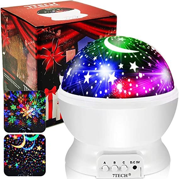 Star Projector - Night Light Projector for Kids 16 Colors Modes 2 Film, Ceiling Light Projector Lamp 360 Degree Rotation, Moon Star Night Light Snowflake for Adults Boys Girls Christmas Halloween