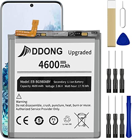 DDONG [4600mAh Upgraded] Battery for Samsung Galaxy S20 5G SM-G981U EB-BG980ABY Battery Replacement with Repair Tools