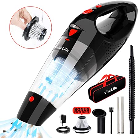 VacLife Handheld Vacuum Cordless, Hand Vacuum Cordless with High Power, Portable Vacuum Cleaner Powered by Li-ion Battery Rechargeable Quick Charge Tech, for Home and Car Cleaning, Black & Red