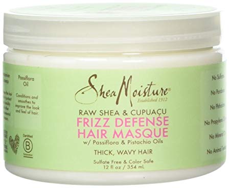 Shea Moisture Raw & Cupuacu Frizz Defense Hair Masque for Unisex, 12 Ounce