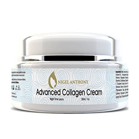 Nigel Anthony ADVANCED COLLAGEN CREAM - Natural Facial Skin Care for Tightening, Wrinkles, Fine Lines & Younger Skin. For Men & Women