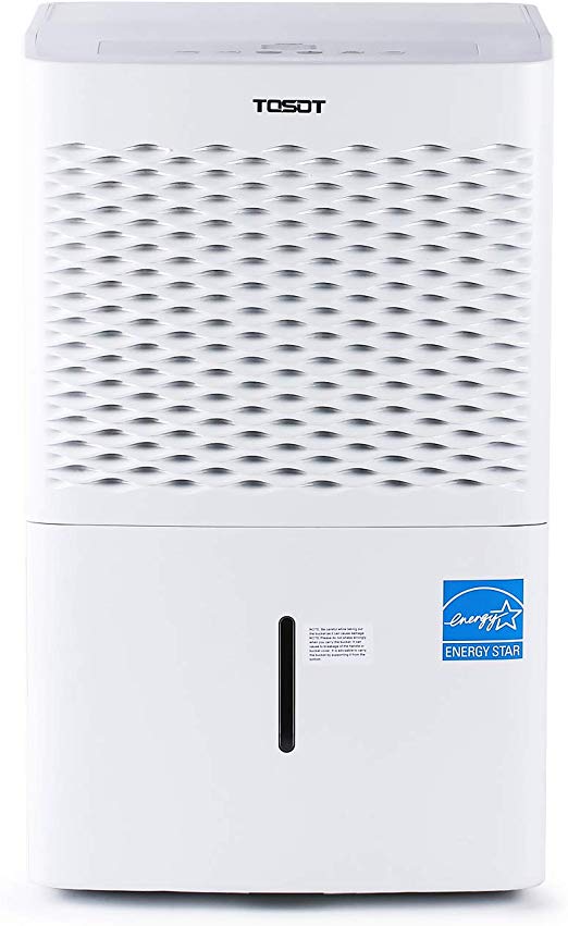 TOSOT Energy Star Dehumidifier for Rooms up to 1,500 Sq.  Ft, Quiet, Portable with Wheels, and Continuous Drain Hose Outlet - Efficiently Removes Moistures for Home, Basement, Bedroom, Bathroom​