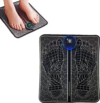 Meideli Foot Massager Mat Pad, Portable Acupoints Massager Foot Mat for Home, Office, Bedroom, USB Rechargeable Multiple Modes Foot Massager with 19 Intensities & LCD Screen, Relaxing Muscles Black