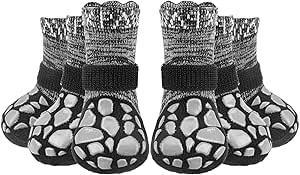 EXPAWLORER Non Slip Dog Socks - Dog shoes Paw Protectors Grips for Hot/Cold Pavement, Strong Traction Indoor Hardwood Floors, Injury Protection Prevent Licking for Small Medium Large Dogs