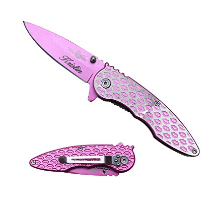 Engraved Custom Personalized Pink Pocket Knife for Women and Girls - Rescue Tactical Folding Knives