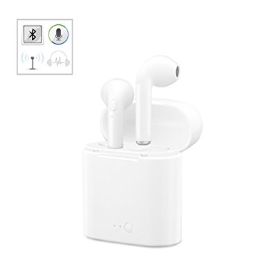 Bluetooth Earbuds, Wireless Headphones Headsets Earpieces Earphones With Noise Canceling Microphone for iPhone 6/6S/7/8/X, iPhone 6/6S/7/8 Plus, Galaxy S7 S8 Android & ISO (2PCS - White)