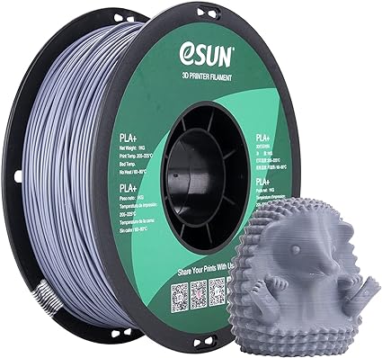 eSUN PLA Plus Filament 1.75mm, PLA Pro PLA  3D Printer Filament, Dimensional Accuracy  /- 0.03mm, 2.2 LBS (1KG) Spool 3D Printing Consumables for Most FDM 3D Printers, Grey 1